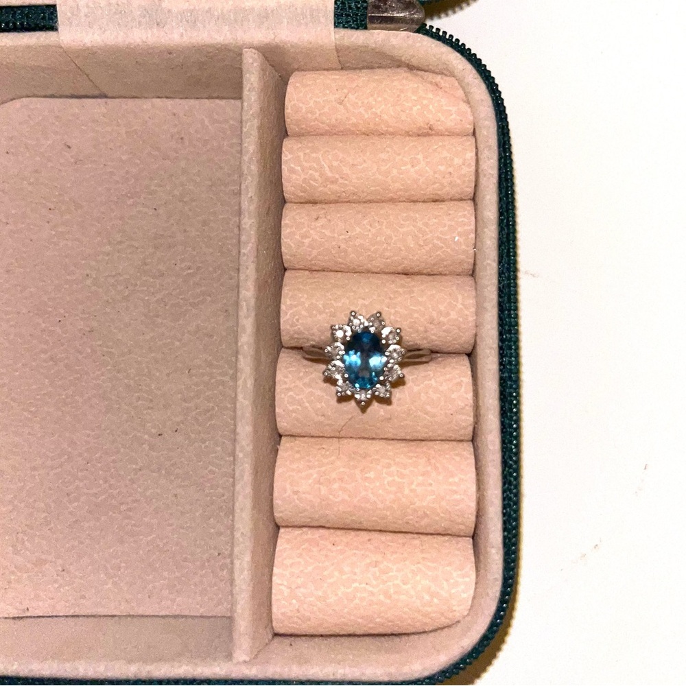 Blue turquoise and diamond ring